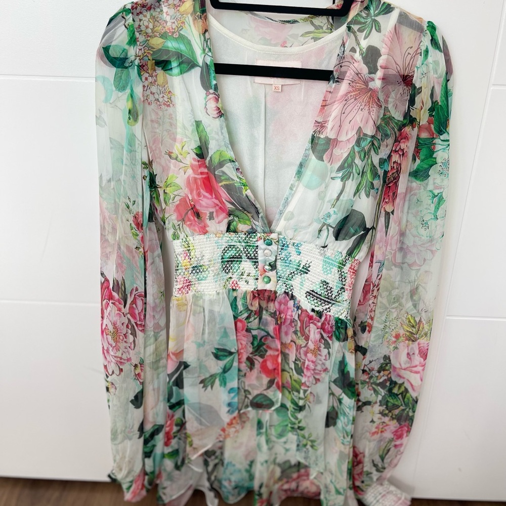 Rococo Sand Floral Printed Long Sleeve Blouse